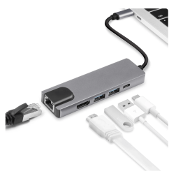 Board-x Hub 5 in 1 from Usb C to 4k Hdmi, Rj45 Eth