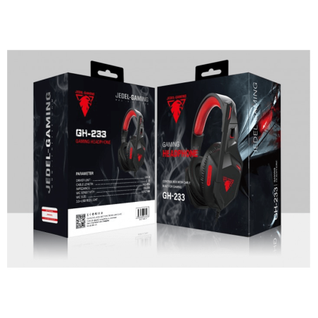 Jedel Headset GH233 3.5, USB WIRED BLACK/RED LIGHT Gaming