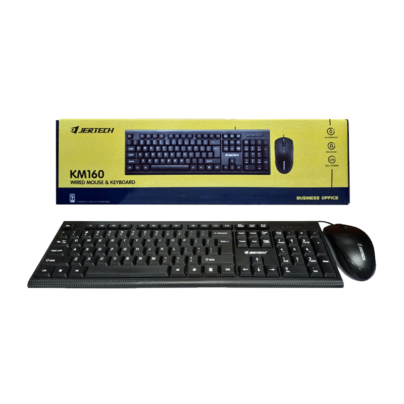 Jertech Keyboard Mouse Combo KM160 EN/AR Wired Black Jertech Keyboard Mouse Combo KM160 EN/AR Wired Black