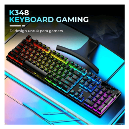 Jertech Keyboard K348 EN/AR Wired Gaming RGB