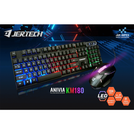 Jertech Keyboard Mouse Combo KM180 EN/AR Wired Black