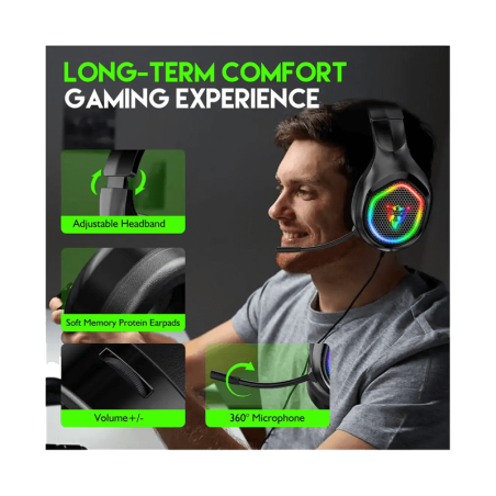 Jertech Headset G503 3.5, USB WIRED RGB BLACK Gaming