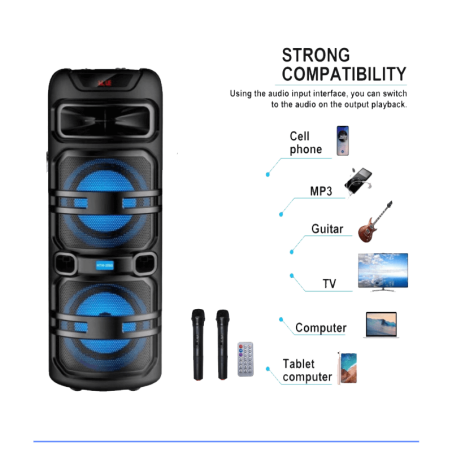 Board-x Speaker Karaoke HTM-2088 2x8.5 Inch, 2 Microphones