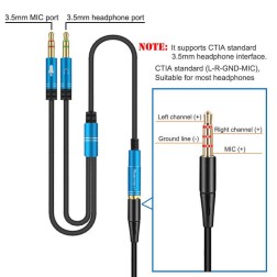 Board-x Audio Converter Line 2 Male To 1 Female Cord Two In One