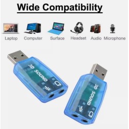 Board-X Sound Card Usb male to 3.5mm Audio Female, 3.mm microphone Input 5.1 Channel