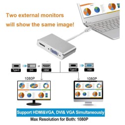 Board-x Converter From Usb-C Male To Hdmi Female + VGA