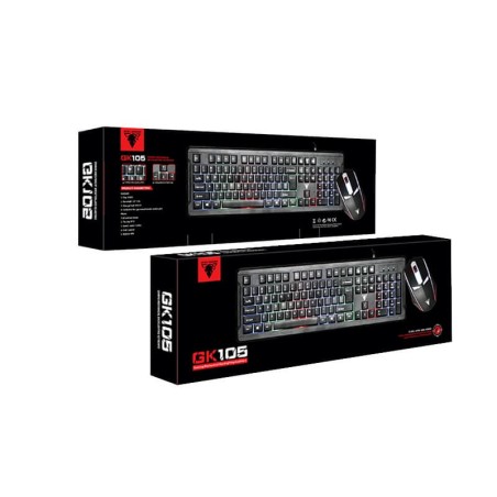 Jedel Keyboard Mouse Combo GK105 EN/AR Wired Gaming Black