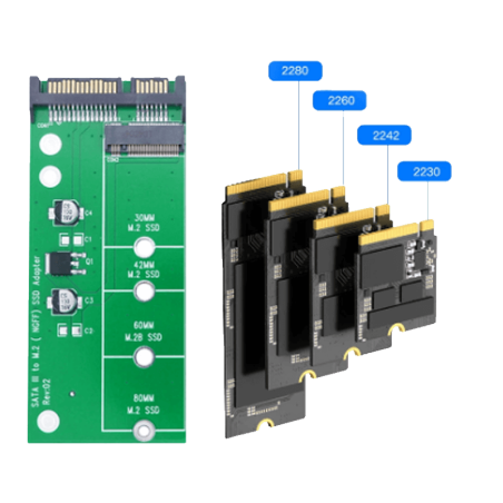 Board-x Expansion Card Hard Disk Reader M2 SSD to SATA Adapter for 2230-2280