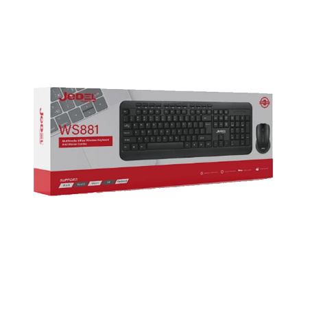 Jedel Keyboard Mouse Combo WS881 EN/AR Wireless Black