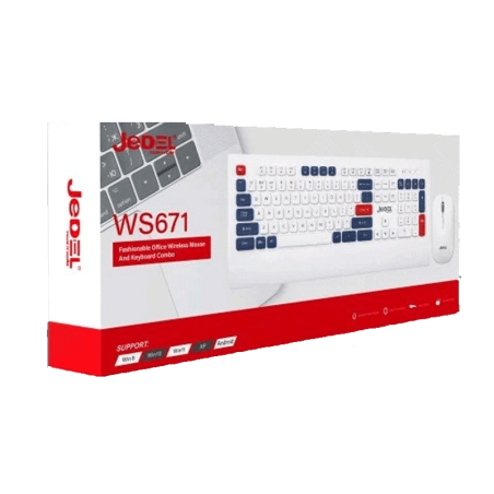 Jedel Keyboard Mouse Combo WS671 EN/AR Wireless White