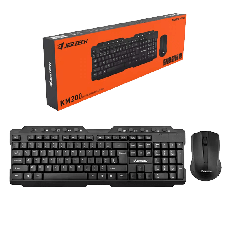Jertech Keyboard Mouse Combo KM200 EN/AR Wireless Black Jertech Keyboard Mouse Combo KM200 EN/AR Wireless Black