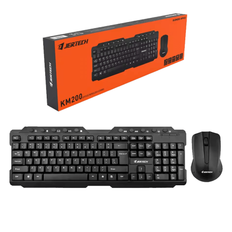 Jertech Keyboard Mouse Combo KM200 EN/AR Wireless Black