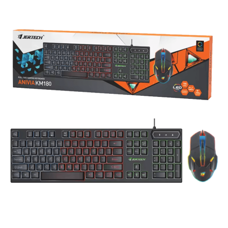 Jertech Keyboard Mouse Combo KM180 EN/AR Wired Black