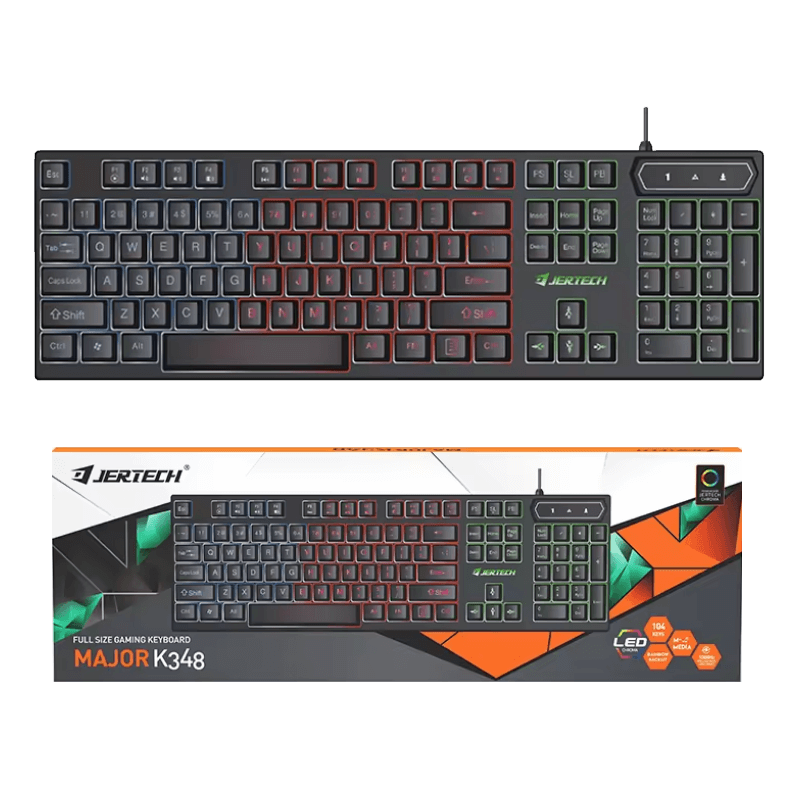 Jertech Keyboard K348 EN/AR Wired Gaming RGB
