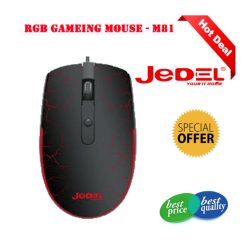 Jedel Mouse M81 Wired 1600 DPI 4 Buttons Rgb Black