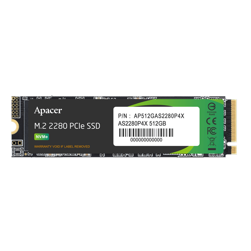 Apacer M.2 512GB Nvme Pcie Ssd Gen3X4 AP512GAS2280P4X-1 Apacer M.2 512GB Nvme Pcie Ssd Gen3X4 AP512GAS2280P4X-1