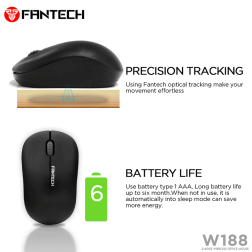 Fantech Mouse W188 2.4Ghz Wireless 1200DPI 3 Buttons