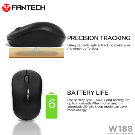 Fantech Mouse W188 2.4Ghz Wireless 1200DPI 3 Buttons