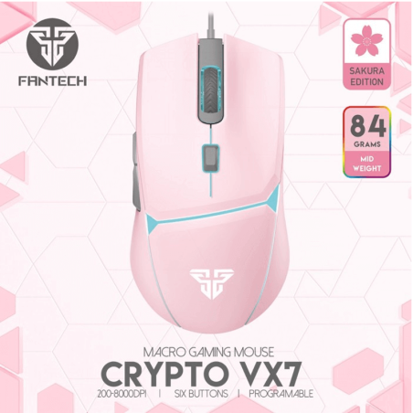 Fantech Mouse Usb Vx7 Crypto Rgb Pink