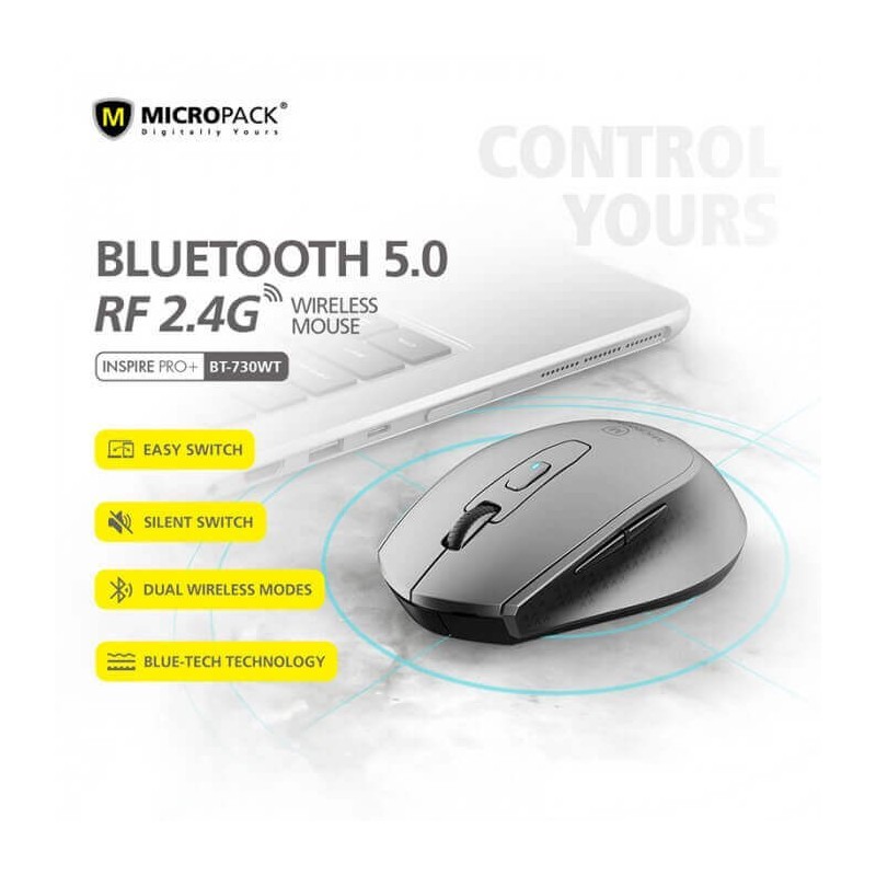 Micropack Mouse Mp-730Wt Bluetooth 5.0 And 2.4G Wireless Office