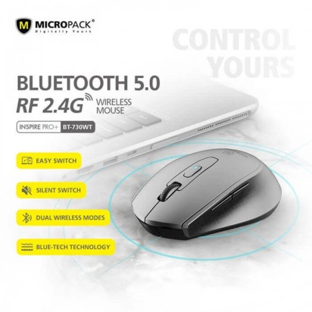 Micropack Mouse Mp-730Wt Bluetooth 5.0 And 2.4G Wireless Office