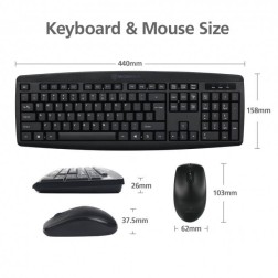 Micropack Keyboard & Mouse Km203W Black Wireless