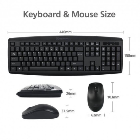 Micropack Keyboard & Mouse Km203W Black Wireless