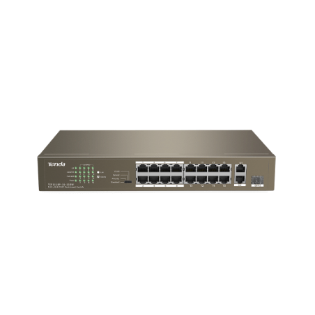 Tenda Switch Poe 16 Ports (16FE+2GE/1SFP) 10/100 Tef1118P-16-150W Unmanaged Desktop
