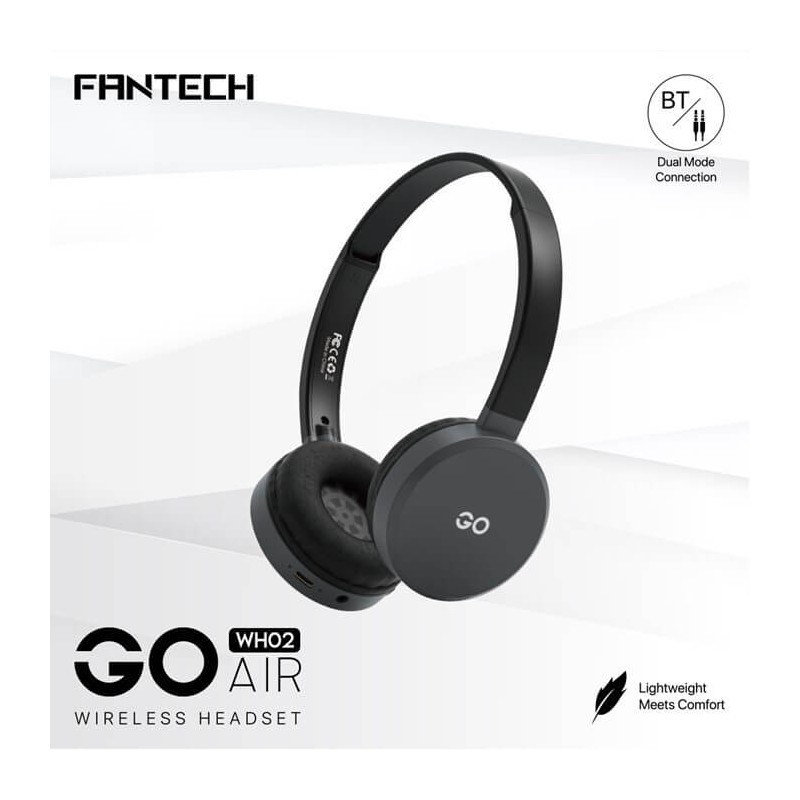 Fantech Headphones Wh02 Go Wireless Dual Mode Connection Bt5.0 & 3.5Mm Jack Gaming (Gray) Fantech Headphones Wh02 Go Wireless Dual Mode Connection Bt5.0 & 3.5Mm Jack Gaming (Gray)