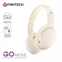 Fantech Headphones Wh03 Go Wireless Headphones, Dual Mode Connection Bt5.0 & 3.5Mm Jack Gaming (Beige)