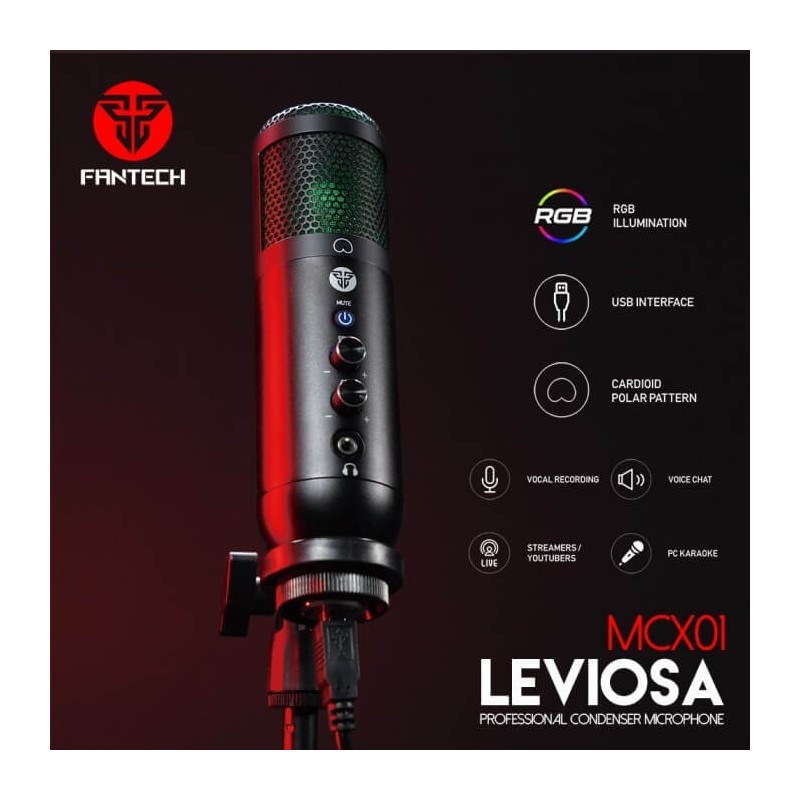 Fantech Leviosa Mcx01 Professional Rgb Condenser - Usb Microphone Fantech Leviosa Mcx01 Professional Rgb Condenser - Usb Microphone
