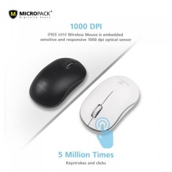 Micropack Keyboard & Mouse Km-218W Ifree Mini Elegant Wireless Combo (White-Silver)