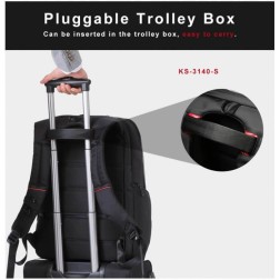 kingsons backpack 17.3 Large & Multifunctional Design Ks3140W Black 17.3 Inch Water-Resistant, Shock-Resistant, Ergonomic Deisgn
