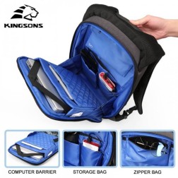 kingsons backpack With Lock Password Ks3149W, 15.6 Inch, Dark Gray,Water-Resistant, Light Weight