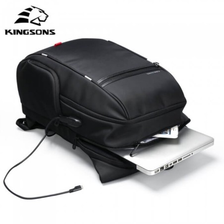 kingsons backpack Large & Multifunctional Design Ks3140W Black 15.6 Inch Water-Resistant, Shock-Resistant, Ergonomic Deisgn