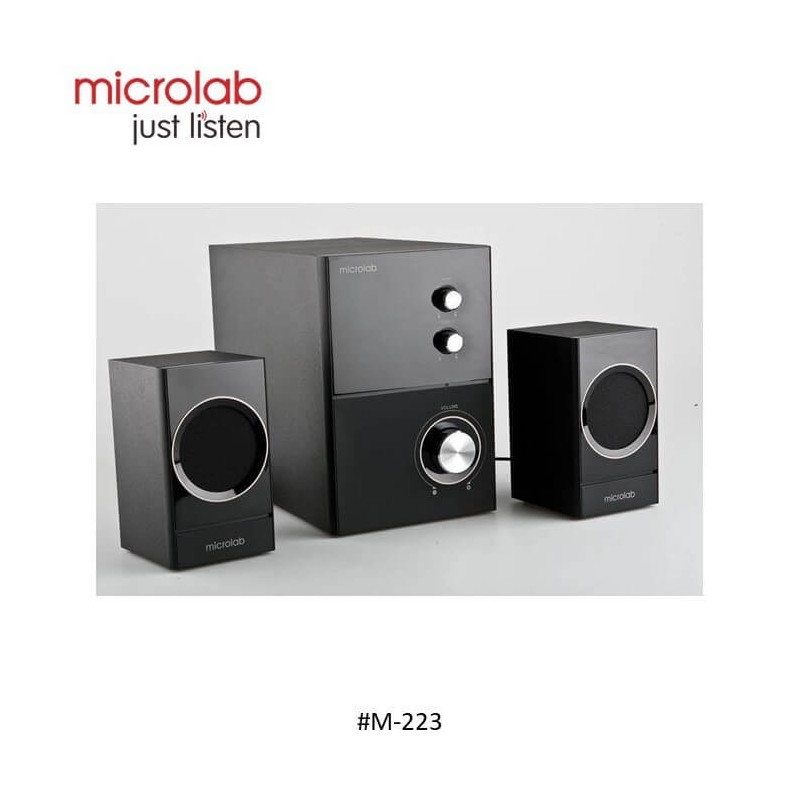 Microlab Speaker M-223 System Audio 2.1 Subwoofer, Complete Wooden Case Microlab Speaker M-223 System Audio 2.1 Subwoofer, Complete Wooden Case