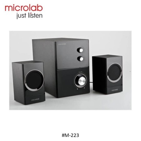 Microlab Speaker M-223 System Audio 2.1 Subwoofer, Complete Wooden Case