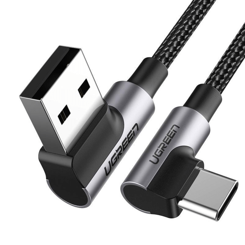 Ugreen Usb To Angled Usb-C 5v/3a Fast Charge & Data Cable 2M 50942 Ugreen Usb To Angled Usb-C 5v/3a Fast Charge & Data Cable 2M 50942