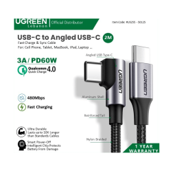 Ugreen Cable Usb-C To Angled Usb-C Pd60W Fast Charge & Data 2M 50125