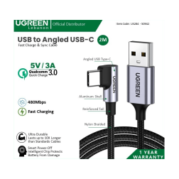 Ugreen Usb To Angled Usb-C 5v/3a Fast Charge & Data Cable 2M 50942