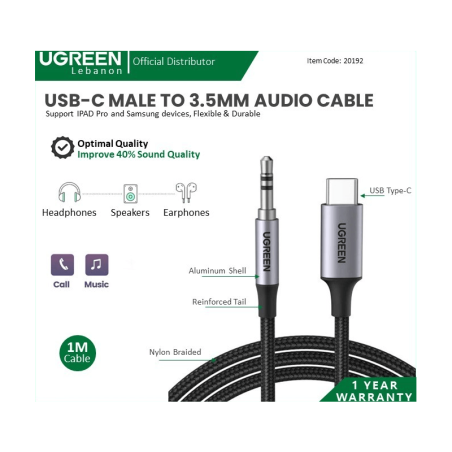 Ugreen Cable Usb-C Male To 3.5Mm Audio 20192