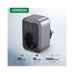 Ugreen Wall Outlet Extender 4 In 1 30W 2Xusb A , 1 Type C Fast Charging , Gan Tech & Safety Protection