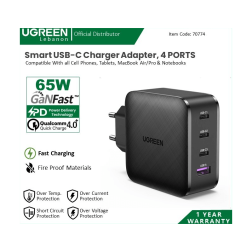 Ugreen 65w Pd Gan Tech 4 Ports Charger For Phone, Macbook & Laptop 70774