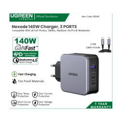 Ugreen Nexode 140w Gan Tech 3 Ports Charger For Phone, Macbook & Laptop 90549