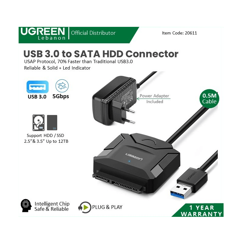 Ugreen Cable Usb 3.0 To Sata Hard Driver Converter 20611 Ugreen Cable Usb 3.0 To Sata Hard Driver Converter 20611