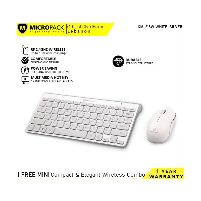 Micropack Keyboard & Mouse Km-218W Ifree Mini Elegant Wireless Combo Micropack Keyboard & Mouse Km-218W Ifree Mini Elegant Wireless Combo