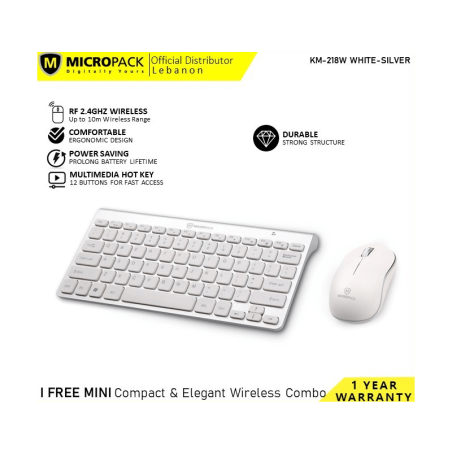Micropack Keyboard & Mouse Km-218W Ifree Mini Elegant Wireless Combo