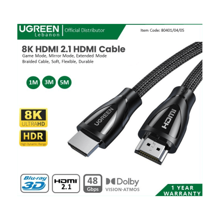 Ugreen Cable 8K Hdmi 2.1 Braided 80401
