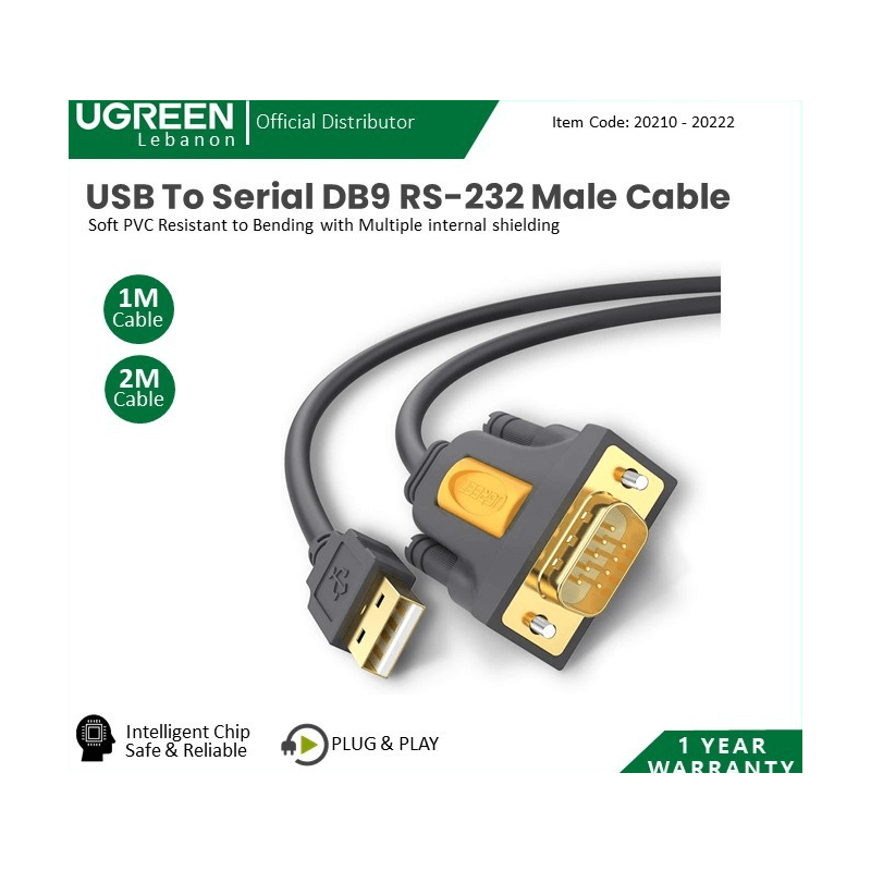 Ugreen Cable Usb To Serial Db9 Rs-232 Male Adapter Ugreen Cable Usb To Serial Db9 Rs-232 Male Adapter