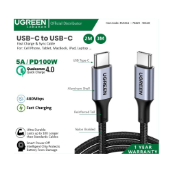 Ugreen Cable Usb-C To Usb-C Pd100W Fast Charge & Data - Nylon Braided & Aluminum Body